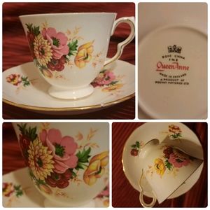 Vintage Queen Anne English Bone China, Tea Cup and Saucer Victorian Rose # F 96